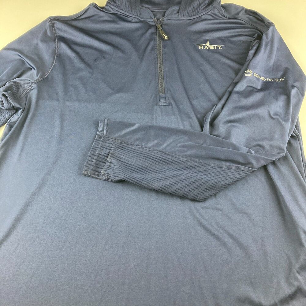 Habit Mens XL Solar-Factor Hooded Quarter Zip Fishing Performance Hoodie